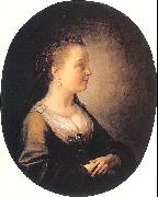 DOU, Gerrit Portrait of a Young Woman oil on canvas